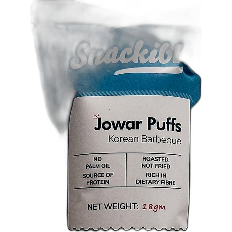 Snackible Jowar Puffs Korean Barbeque 18gm 30rs