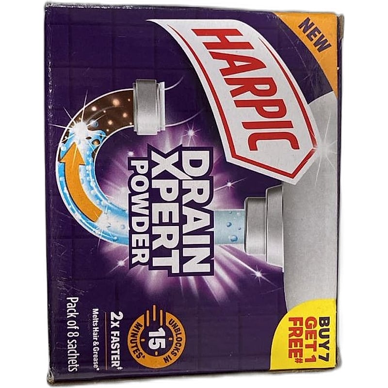 HARPIC DRAIN XPERT POWDER PACK OF 8 SACHETS 245/-