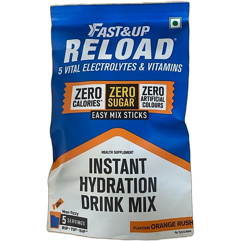 Fast & Up Reload 5 Vital Electrolytes & Vitamins Orange Rush Pack of 5