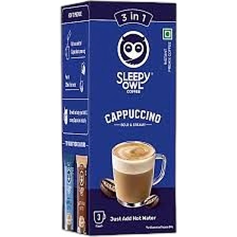 Sleepy Owl coffee Cappuccino Bold & Creamy pack of 3 sachets MRP 150rs