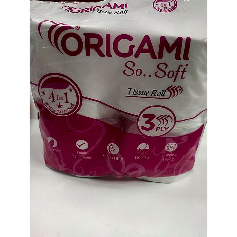 ORIGAMI TISSUE ROLL 3PLY PK OF 4