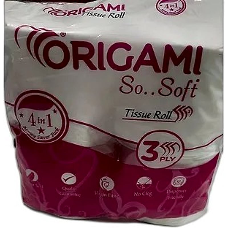 ORIGAMI TISSUE ROLL 3PLY PK OF 4