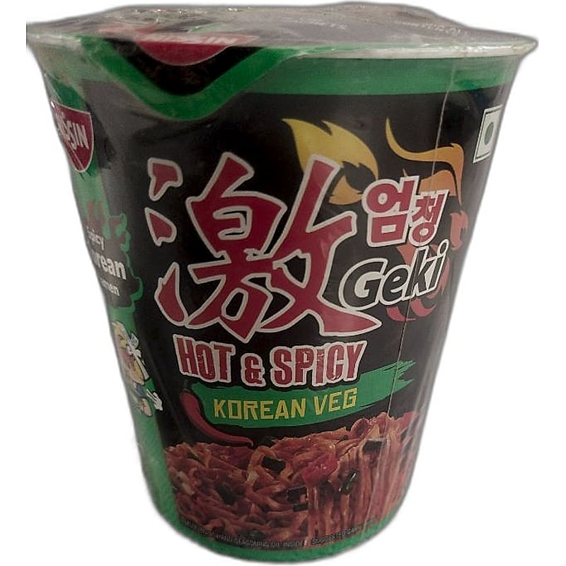 NISSIN GEKI HOT & SPICY KOREAN VEG CUP NOODLES 70GMS