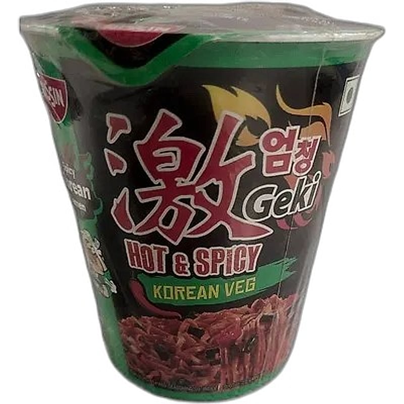 NISSIN GEKI HOT & SPICY KOREAN VEG CUP NOODLES 70GMS