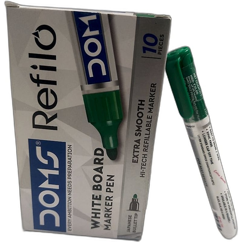 Doms White Board Marker Green pk of 10