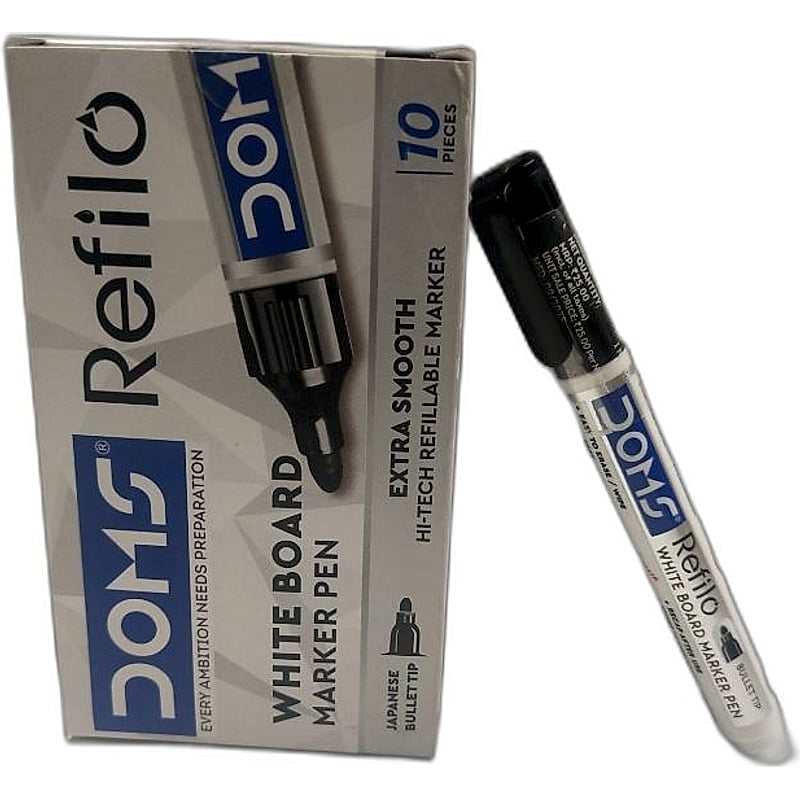 Doms White Board marker Black Pk of 10
