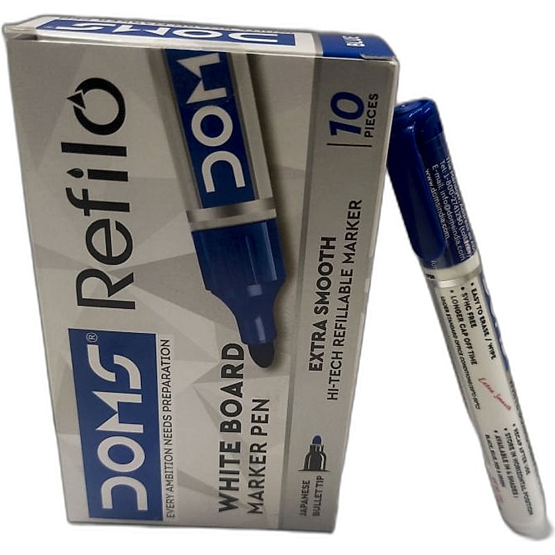 Doms White Board Marker Blue Pk Of 10