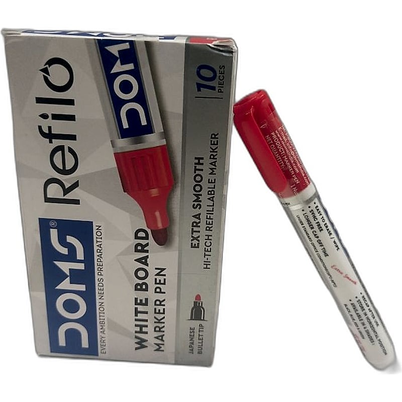 Doms White Board Marker Red pk of 10