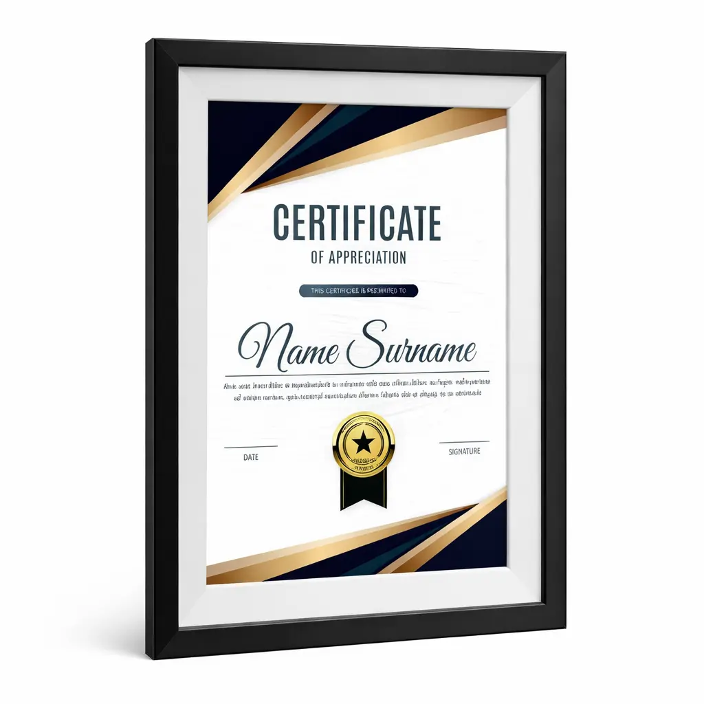 FTL Certificate Frame Black with mount 004