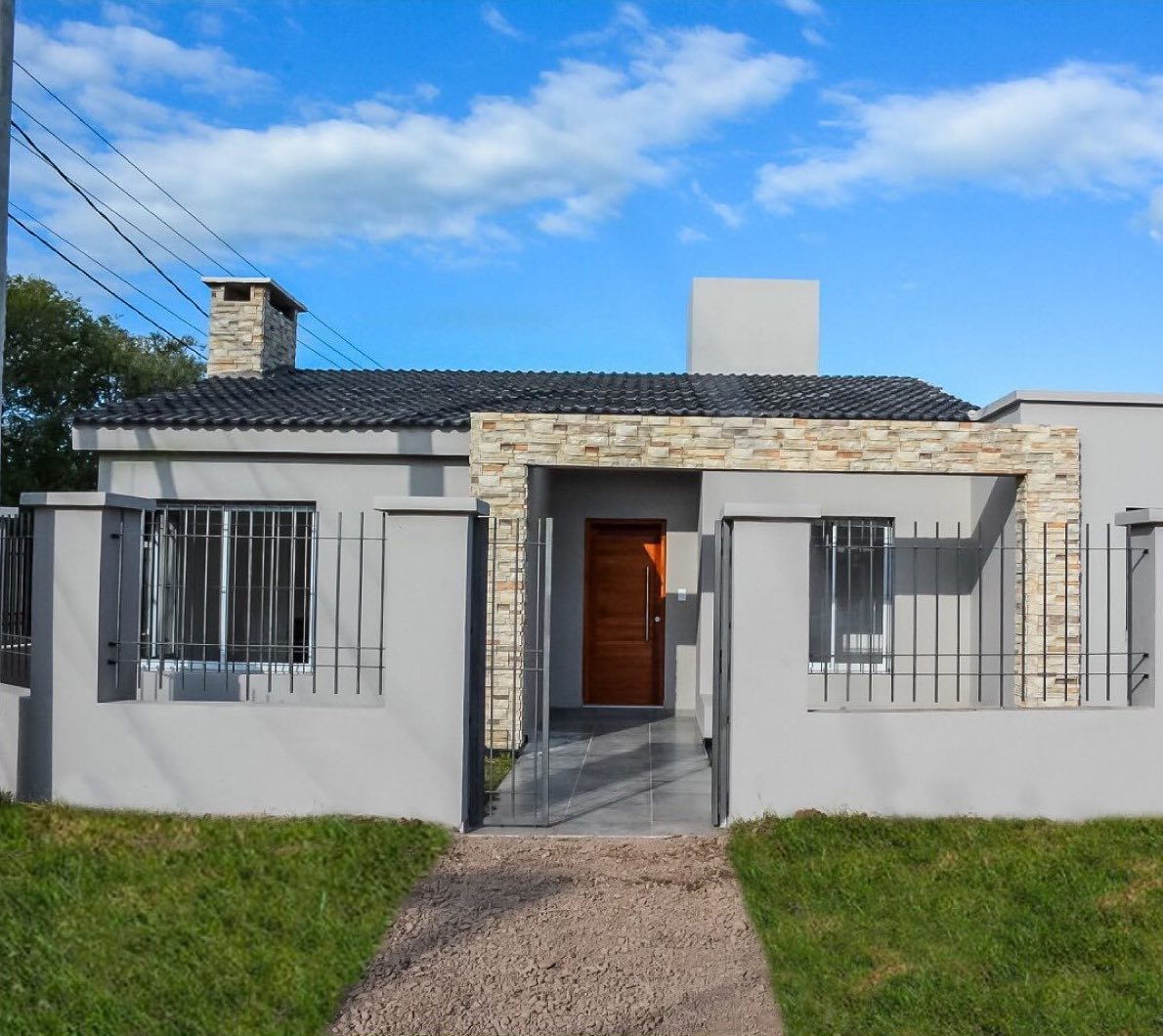 Casa de ladrillo en construcción.
