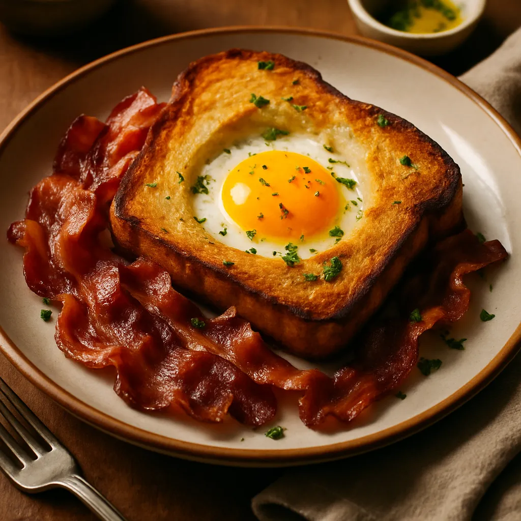 Fried Bread with Eggs and Bacon