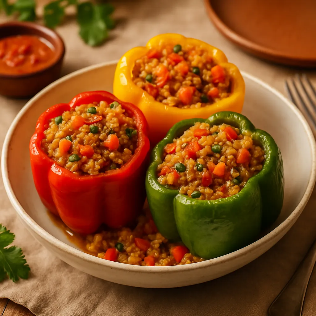 Sautéed Bell Pepper and Quinoa Stuffed Peppers