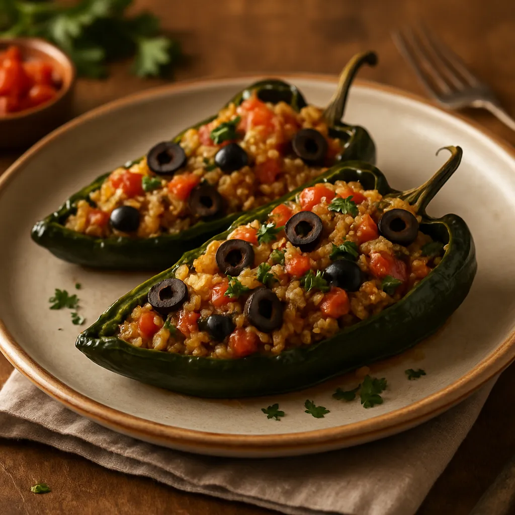Baked Stuffed Poblano Peppers with Quinoa
