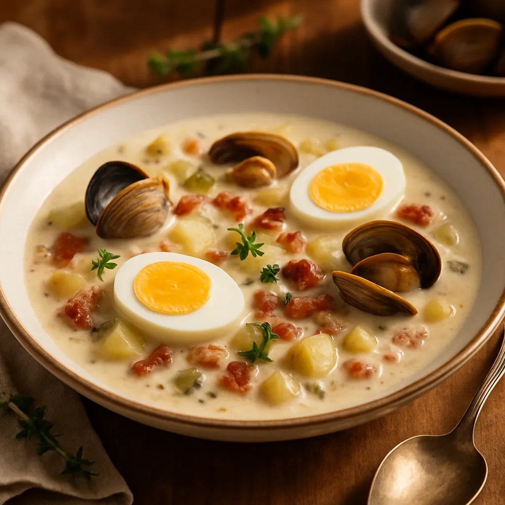 Photo of Authentic New England Clam Chowder with Eggs