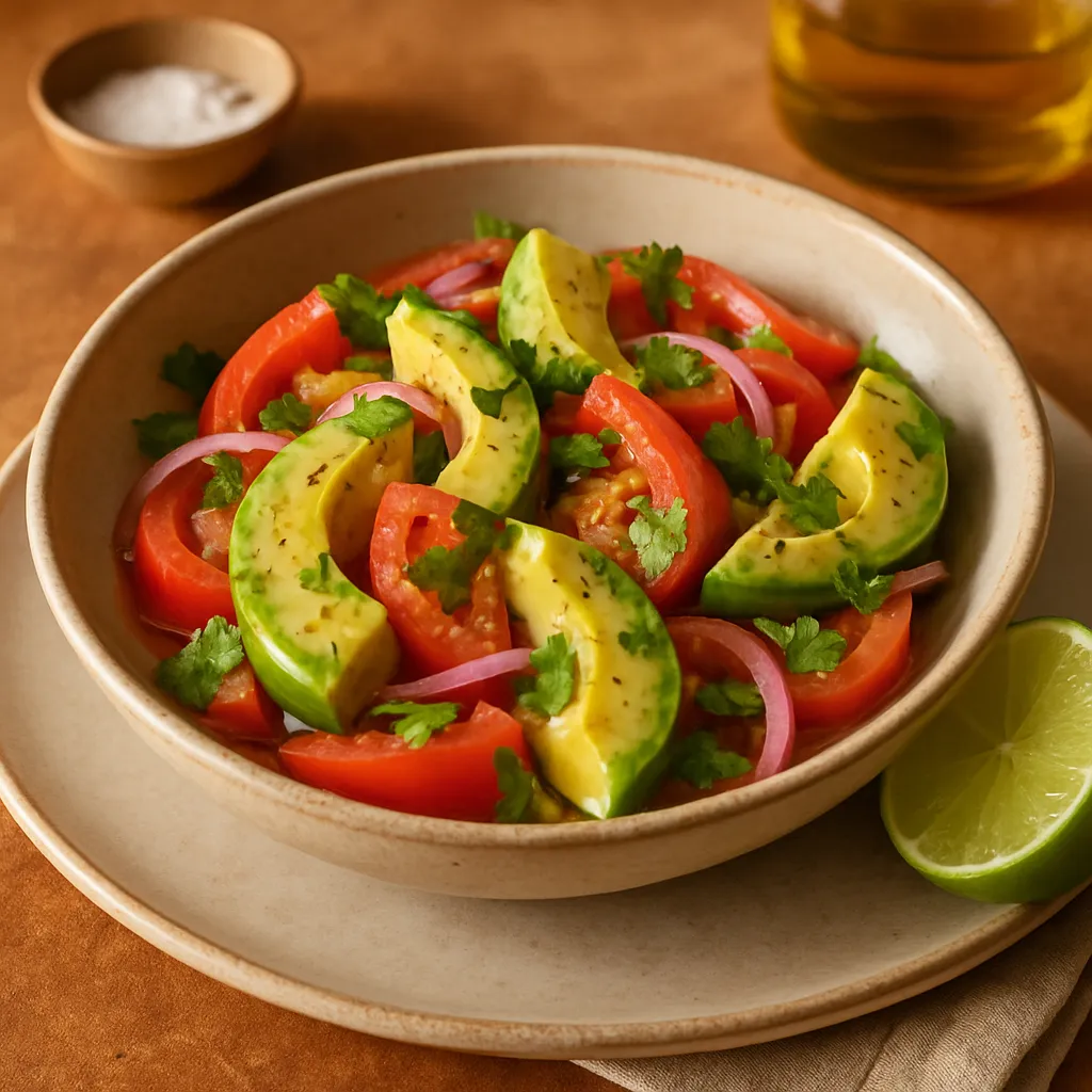 Poached Avocado and Tomato Salad