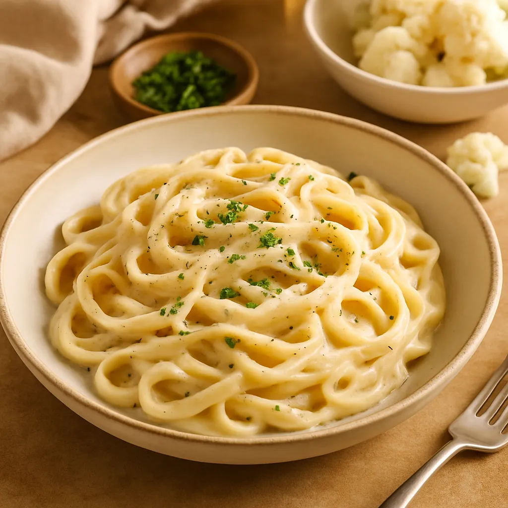 Vegan Fettuccine Alfredo with Cauliflower Cream