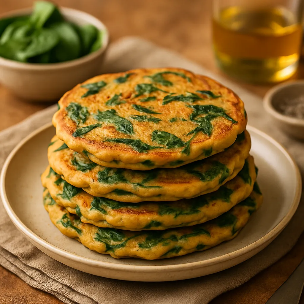 Savory Chickpea Pancakes with Spinach