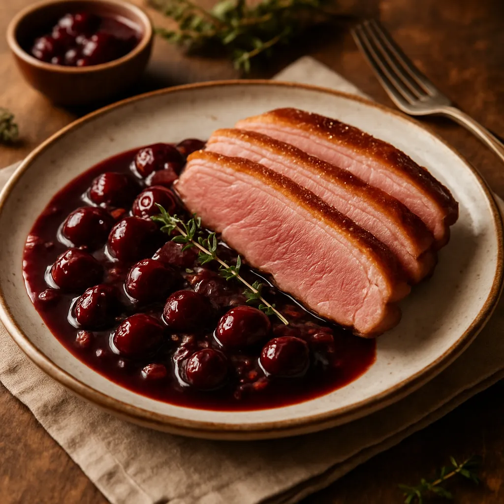 Photo of Smoked Duck Breast with Cherry Sauce