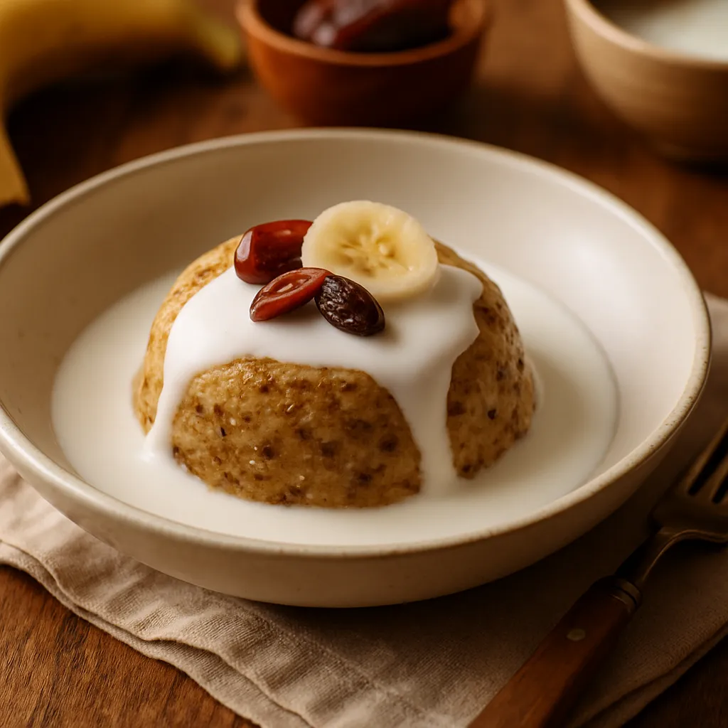Steamed Banana & Date Pudding with Coconut Sauce