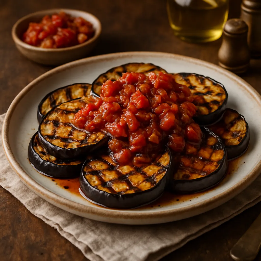 Photo of Grilled Eggplant with Smoky Tomato Relish