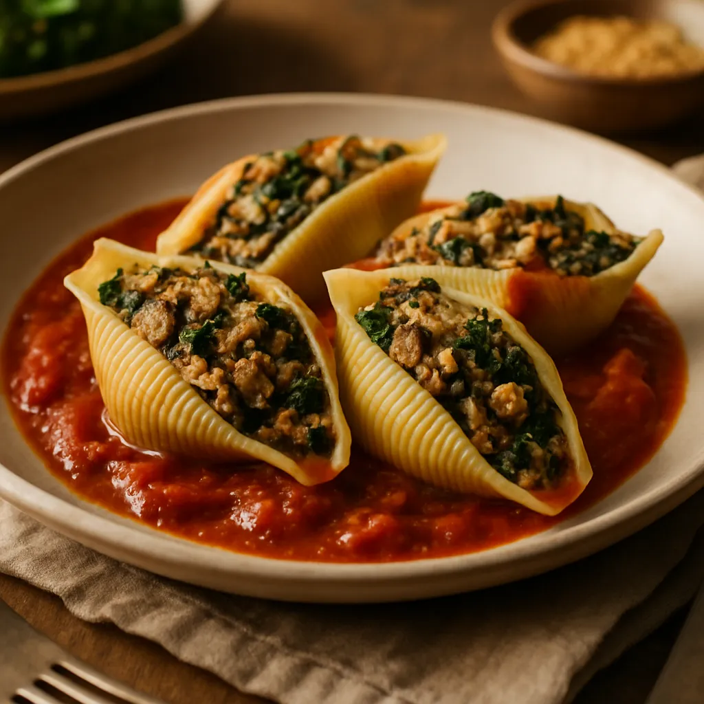 Vegan Mushroom and Kale Stuffed Shells