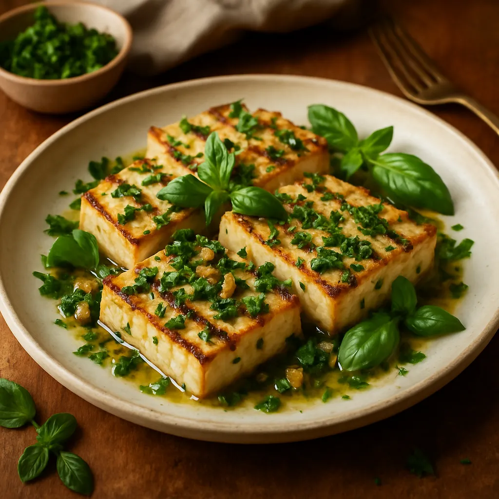 Savory Grilled Tofu with Garlic and Herbs
