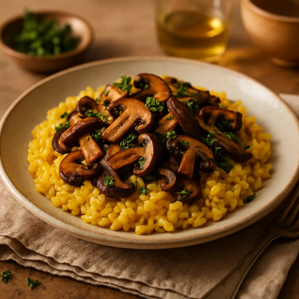 Saffron-infused Risotto with Wild Mushrooms
