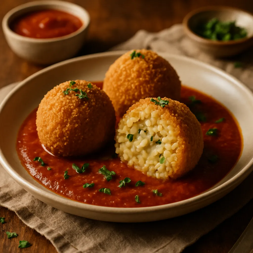 Vegan Sicilian Arancini with Tomato Sauce