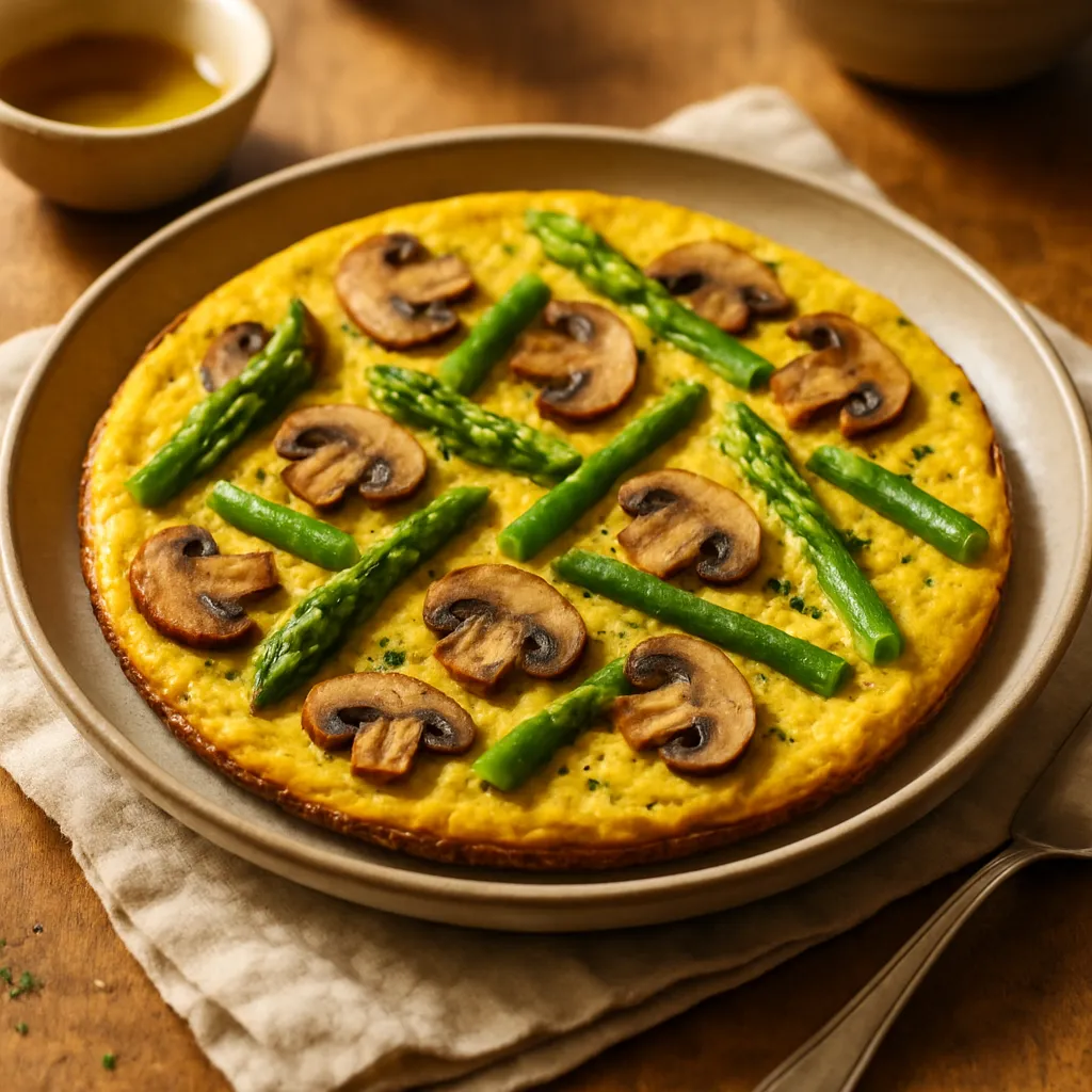 Vegan Frittata with Asparagus and Mushrooms