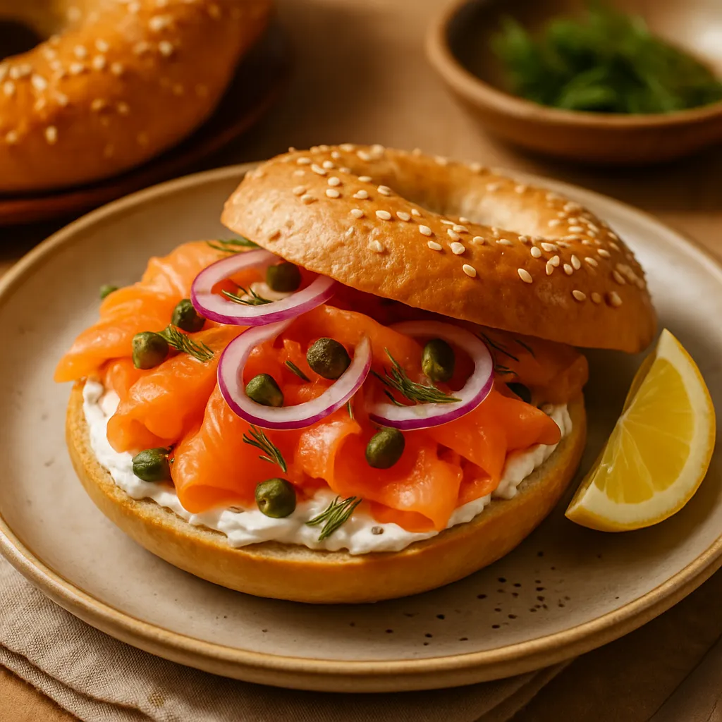 Smoked Salmon and Cream Cheese Bagel