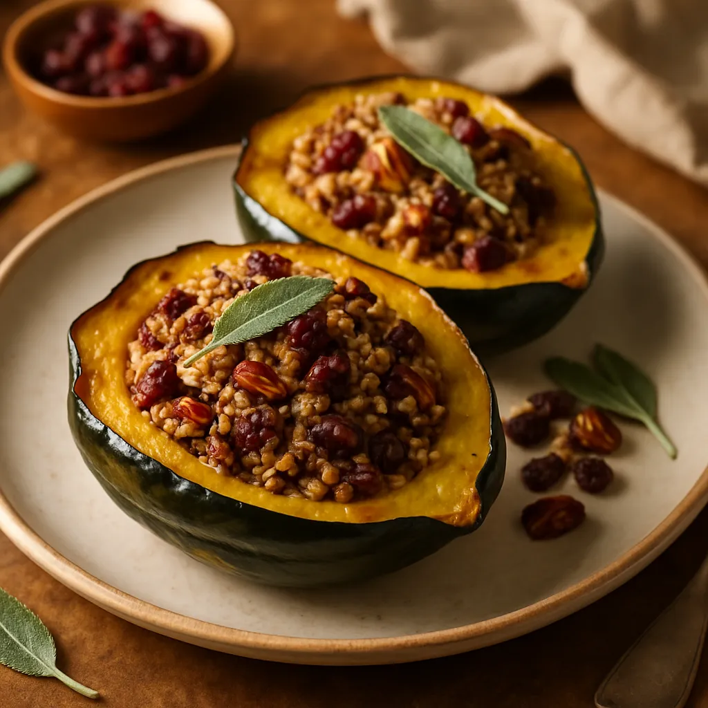 Stuffed Acorn Squash with Quinoa and Cranberries