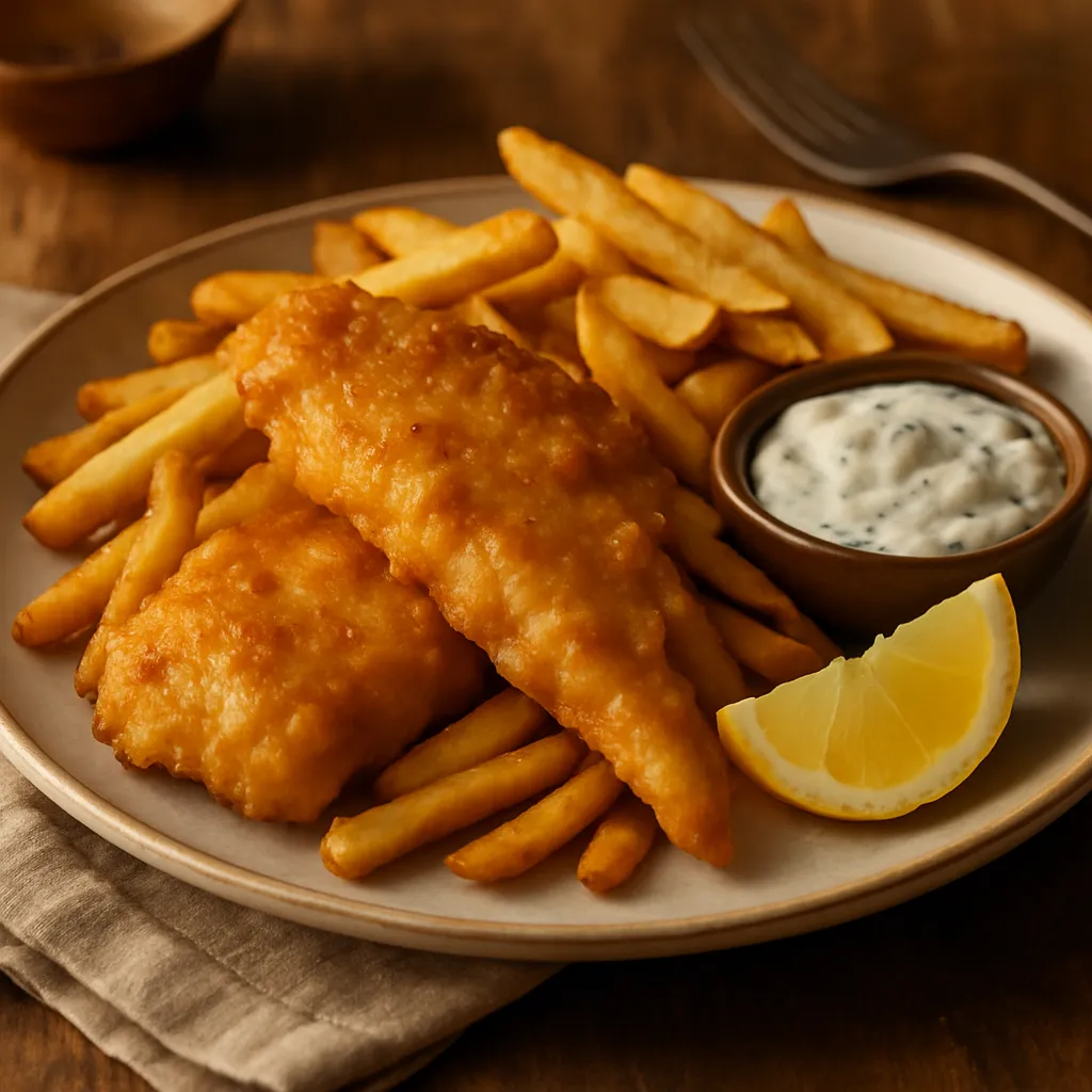 Fish and Chips with Tartar Sauce