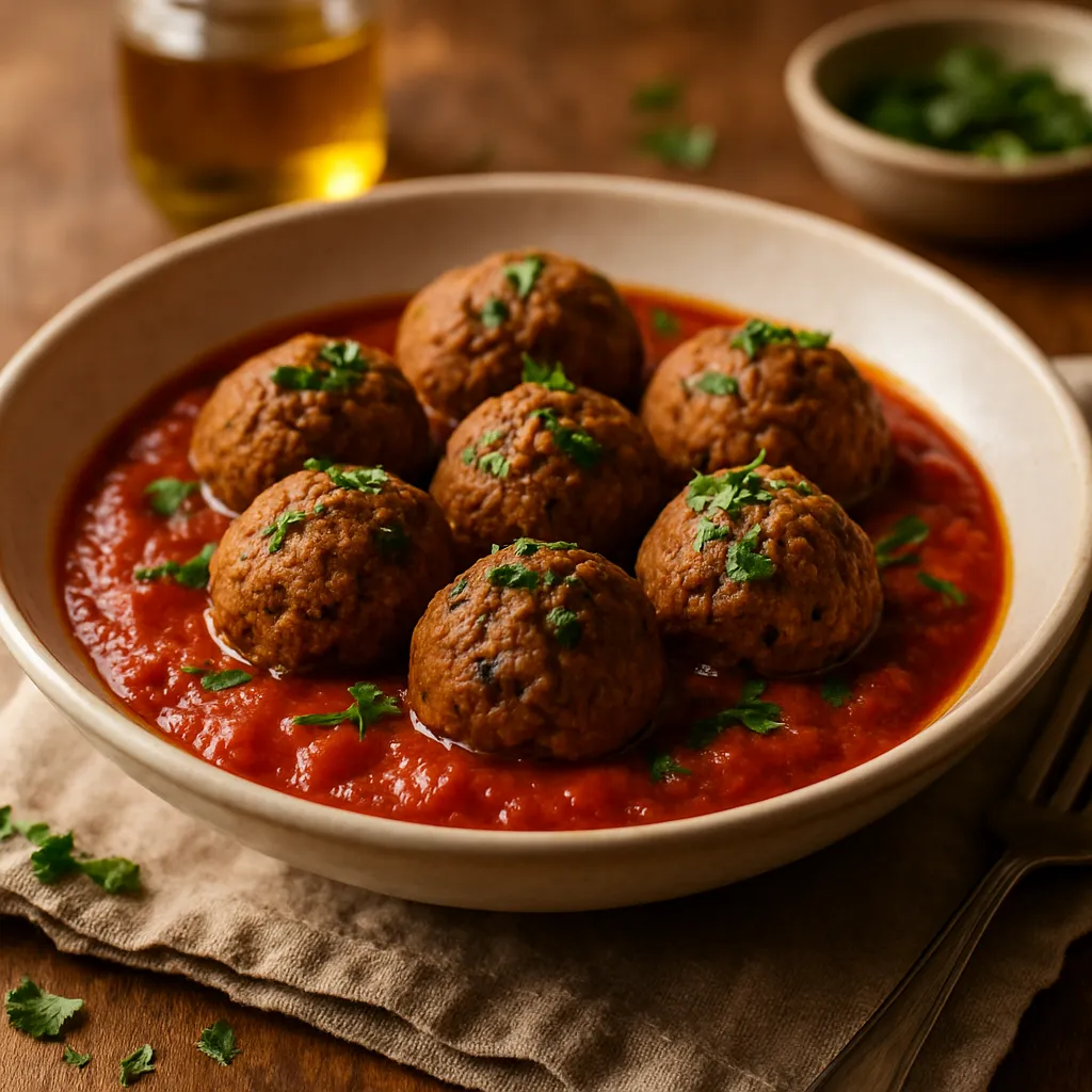 Italian Style Vegan Meatballs in Marinara Sauce