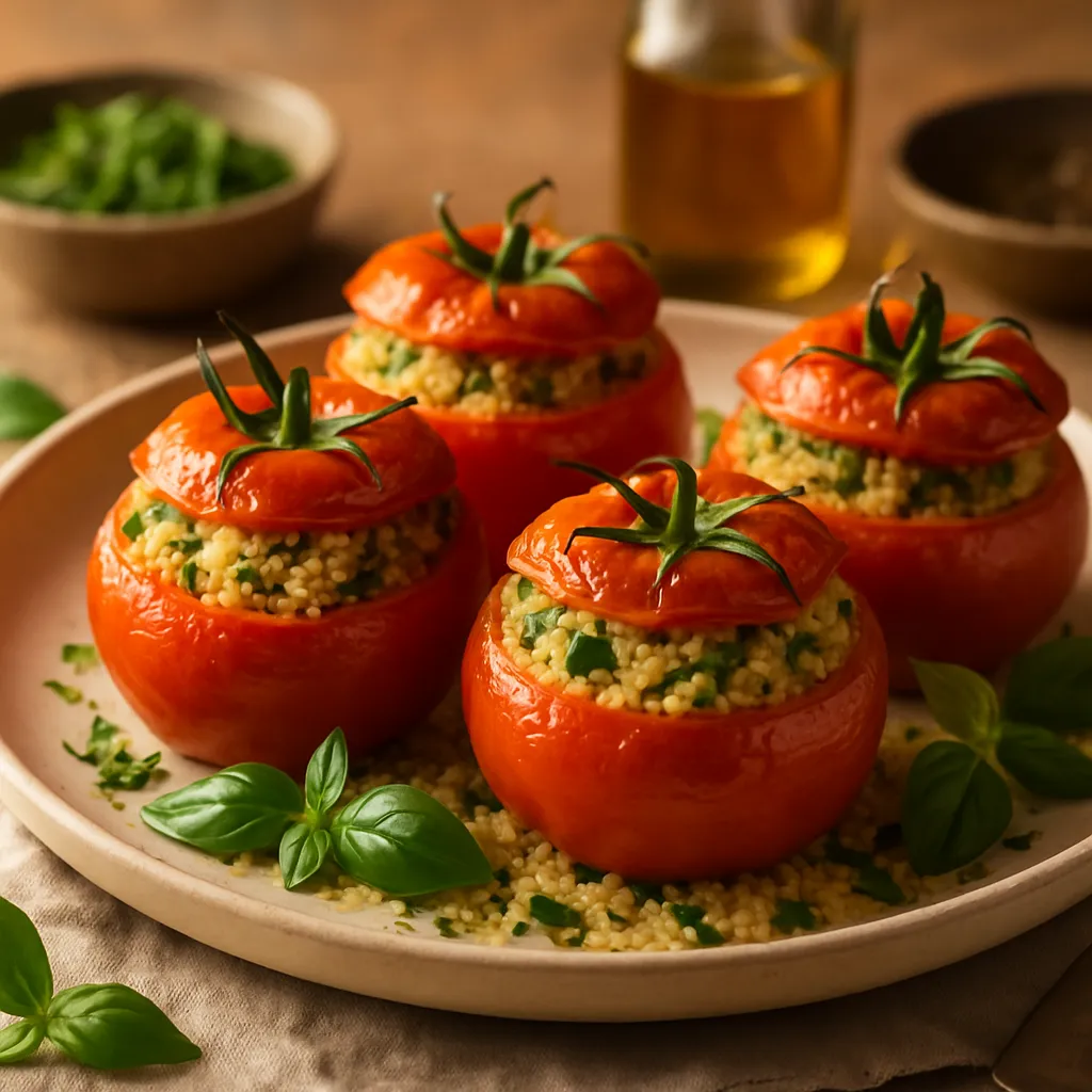Baked Stuffed Tomatoes with Couscous and Herbs