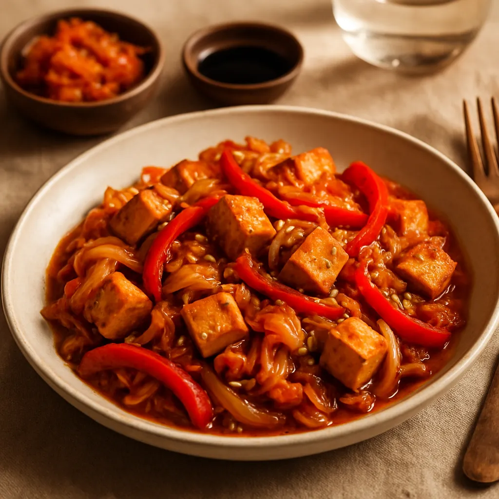 Fermented Kimchi and Tofu Stir-Fry