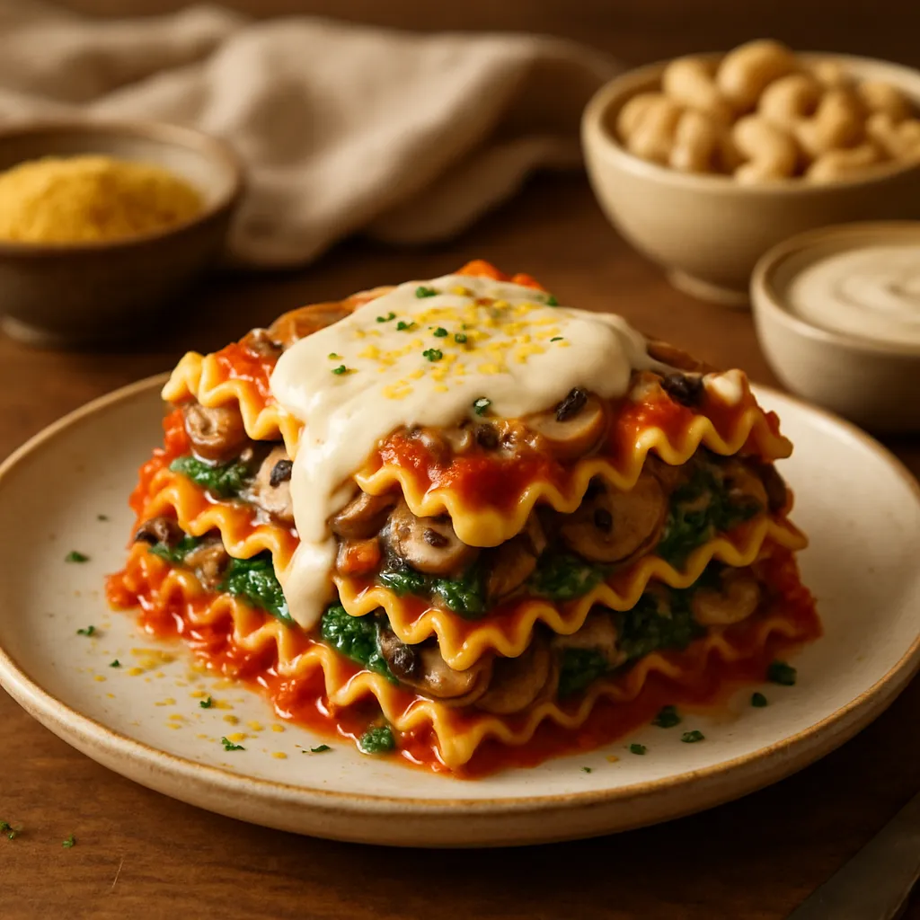 Vegan Mushroom Lasagna with Cashew Cream