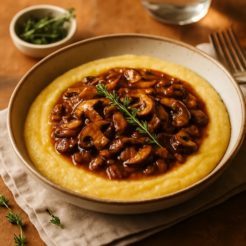 Vegan Polenta with Mushroom Ragu