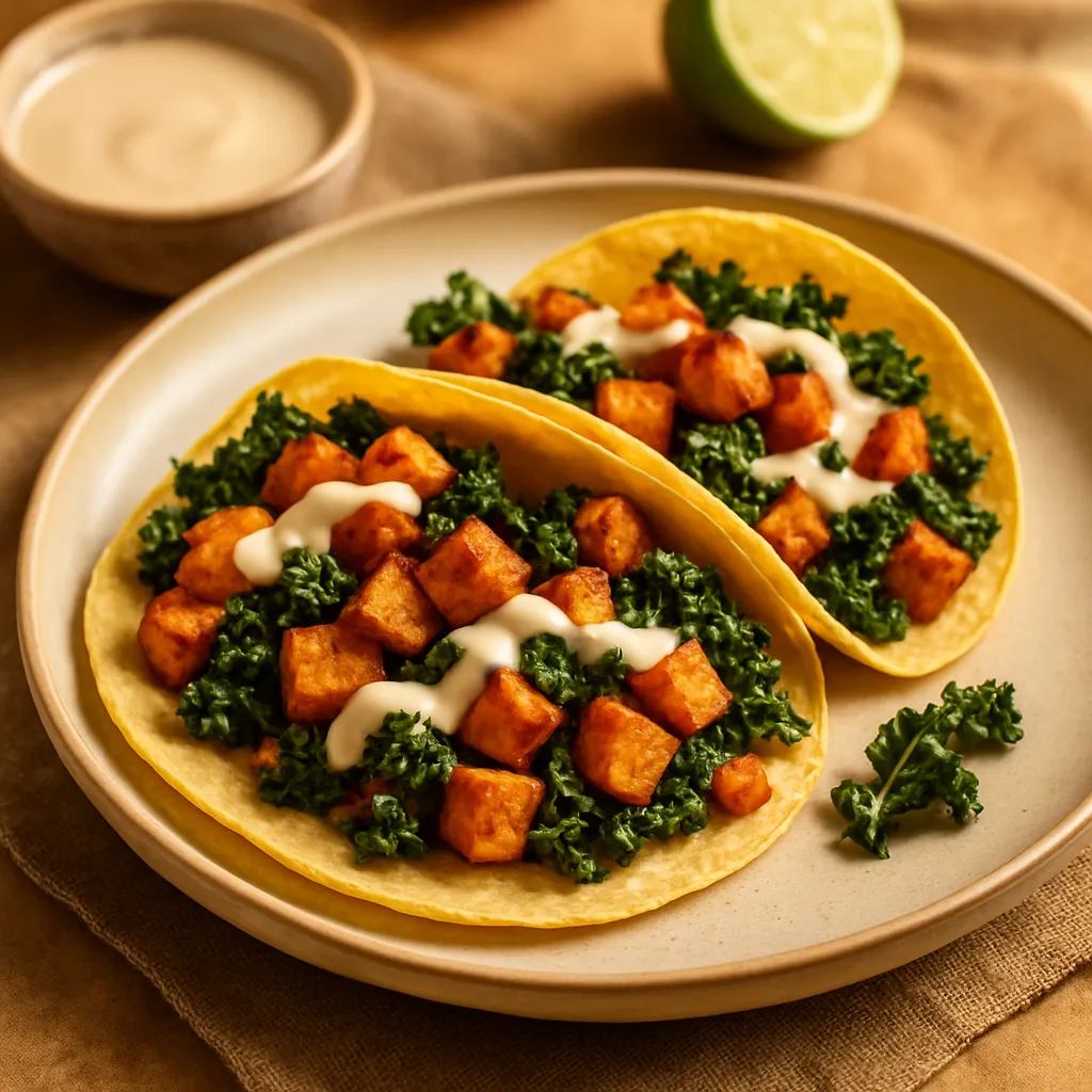 Sweet Potato and Kale Tacos with Tahini Sauce