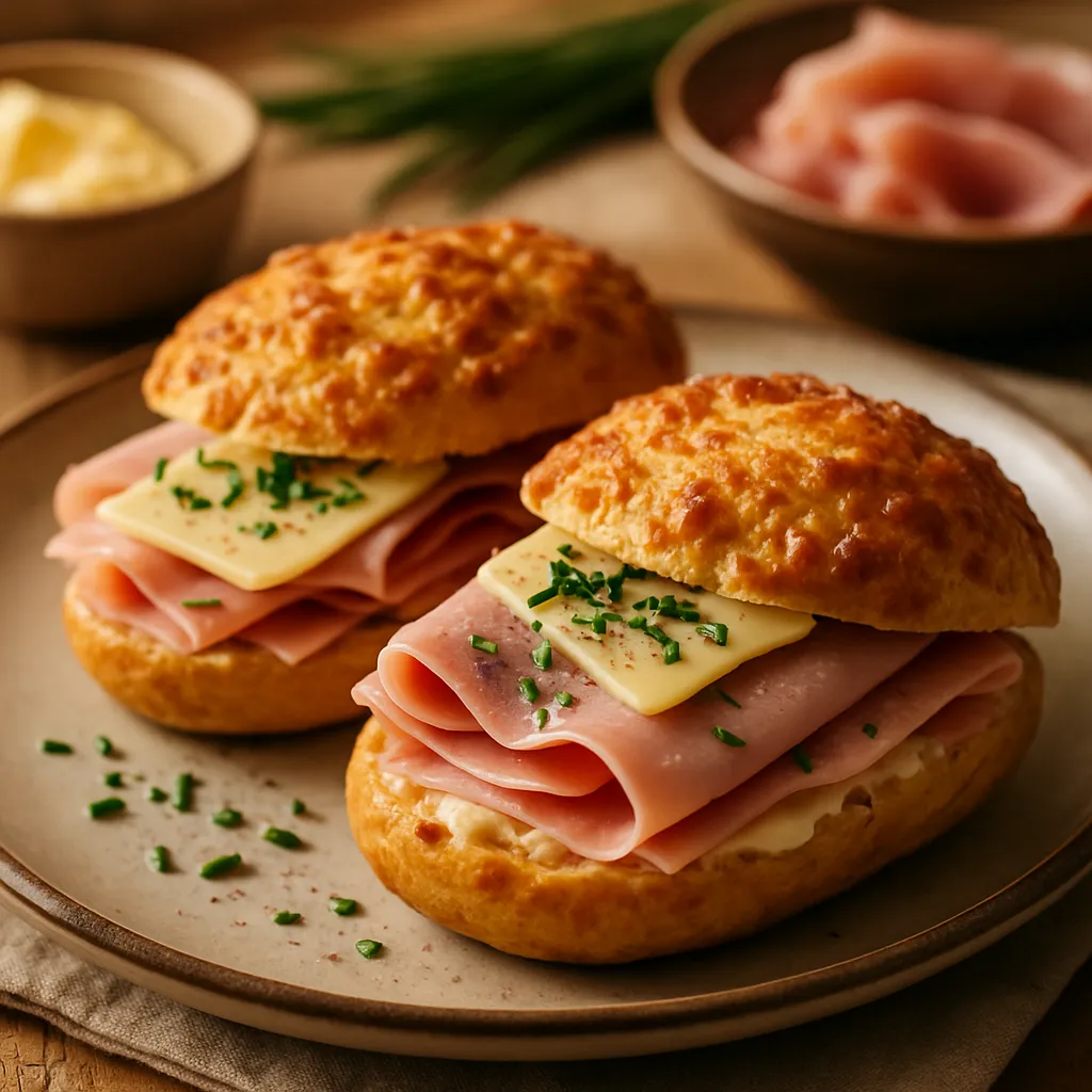 Käsebrötchen mit Schinken