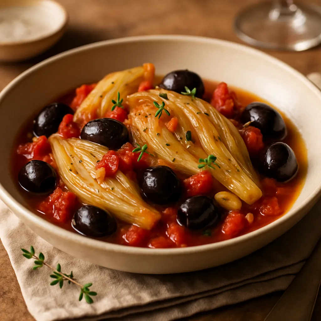 Braised Fennel with Tomato and Olives