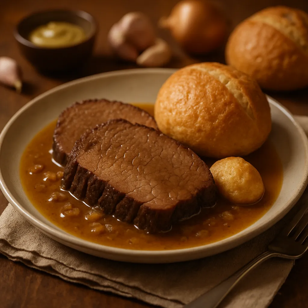 Rinderbraten mit Brötchen