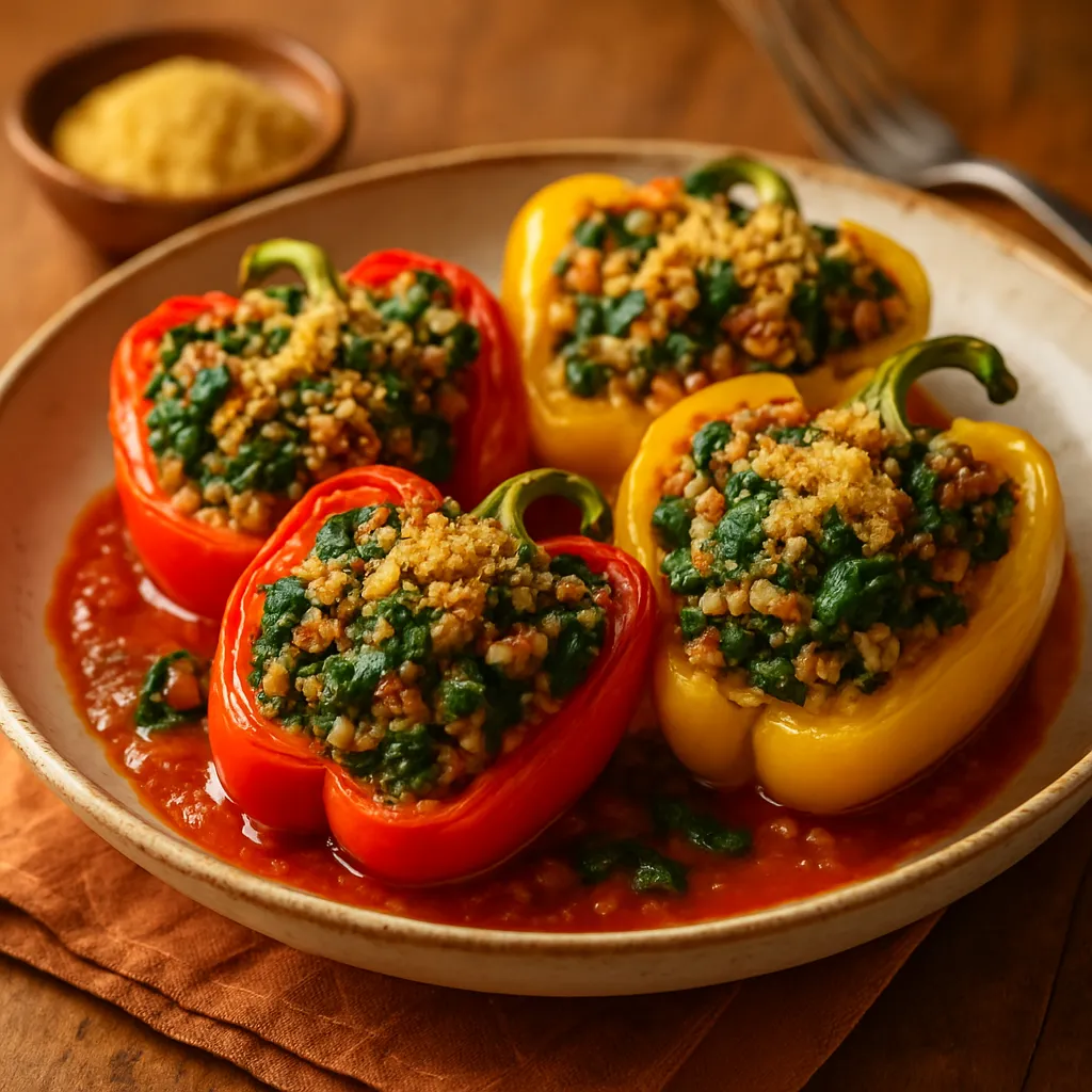 Stuffed Bell Peppers with Quinoa and Spinach