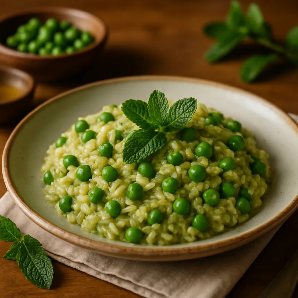Vegan Risotto with Peas and Mint