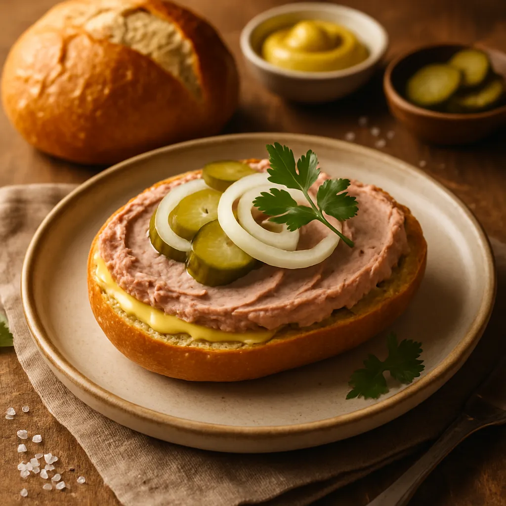 Frühstücksbrötchen mit Leberwurst