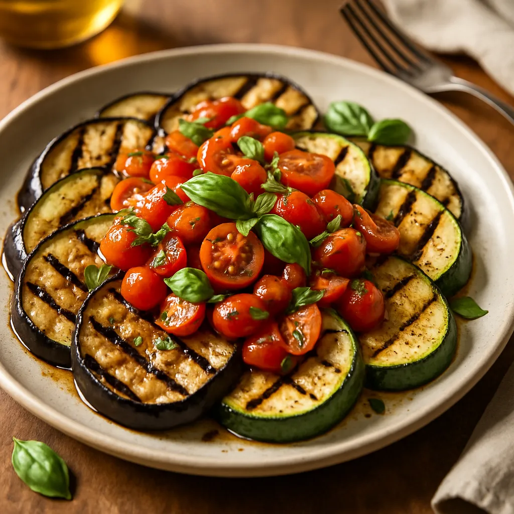 Grilled Eggplant and Zucchini with Tomato Basil Salsa