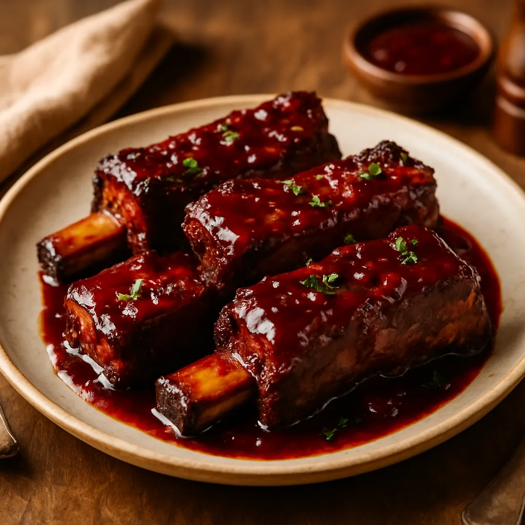 Photo of Smoked Beef Short Ribs with Cherry Glaze