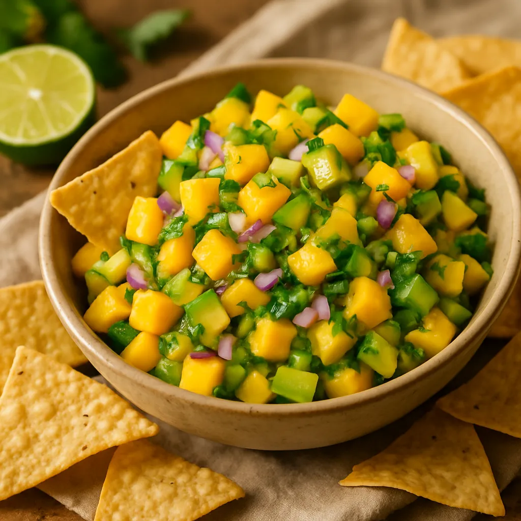 Mango and Avocado Salsa with Tortilla Chips