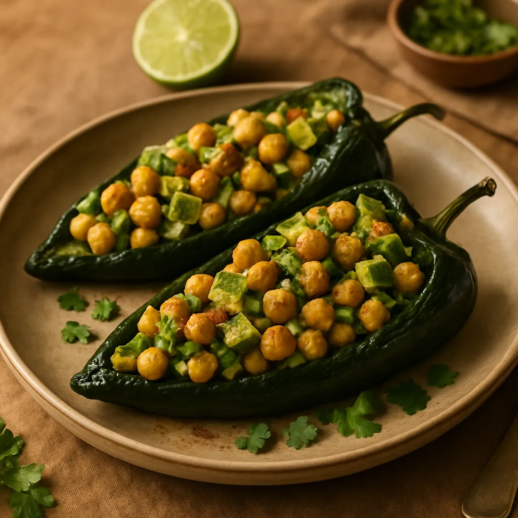 Chickpea and Avocado Stuffed Poblano Peppers