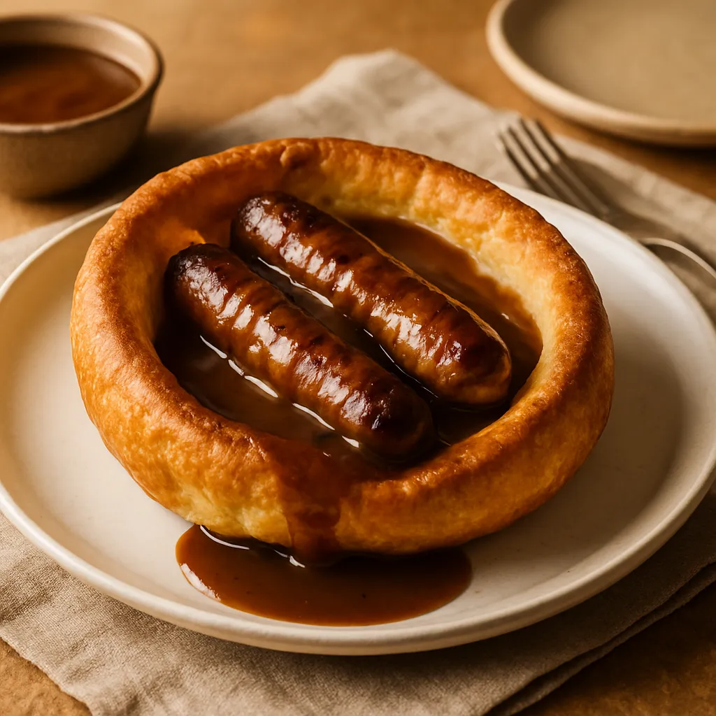 Yorkshire Pudding with Sausage and Gravy