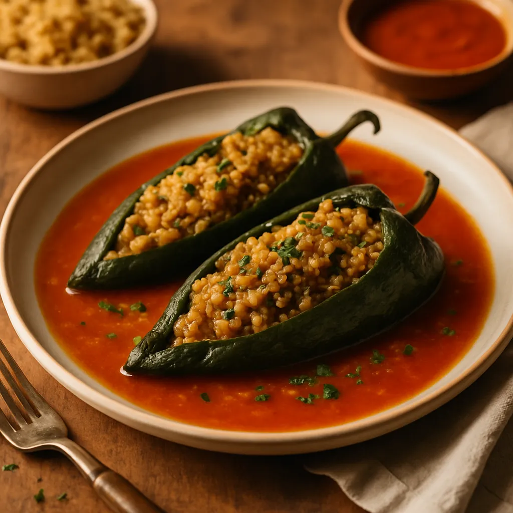 Vegan Chiles Rellenos with Quinoa